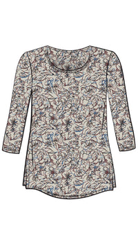 Go to Classic T Relax, 3/4 Sleeves-Print Painted Blooms