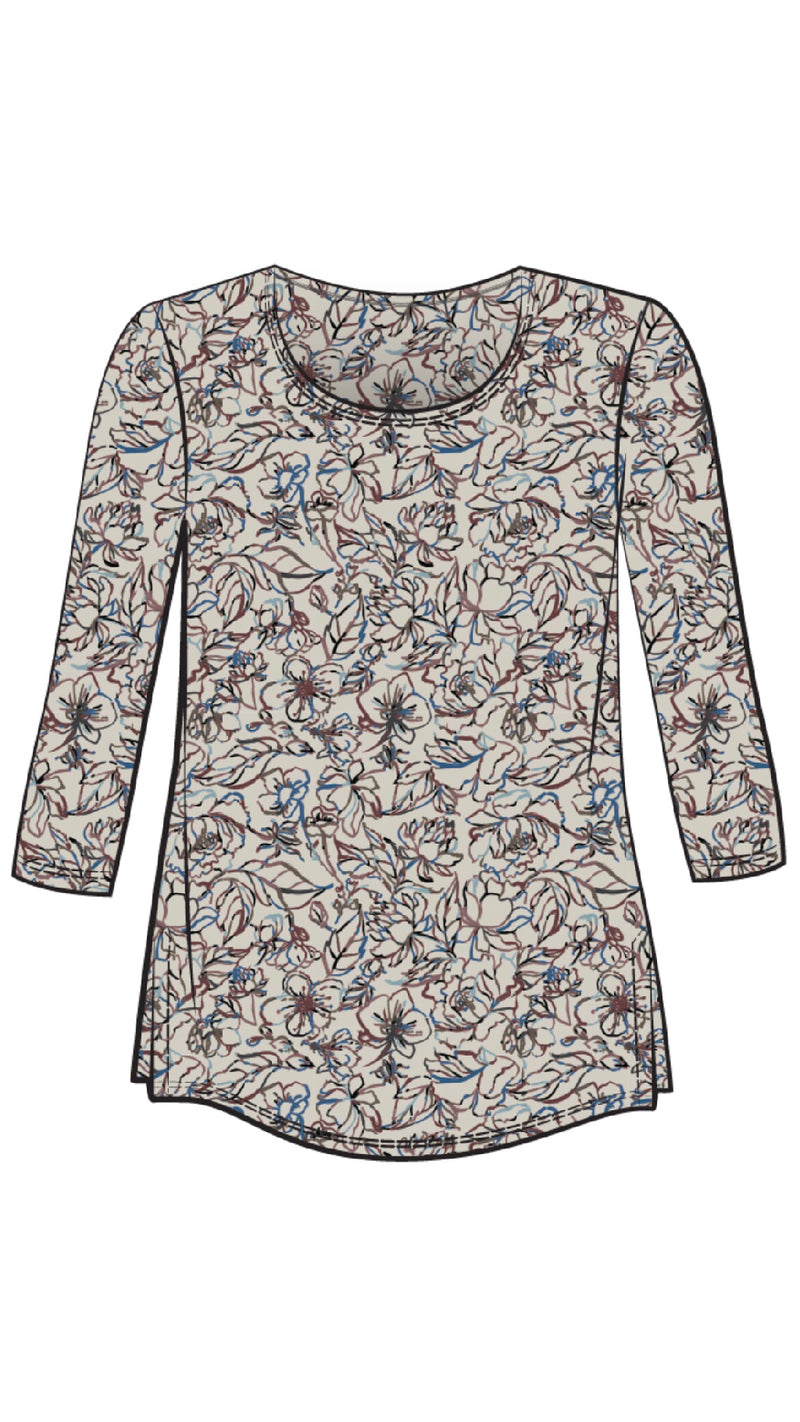 Go to Classic T Relax, 3/4 Sleeves-Print Painted Blooms