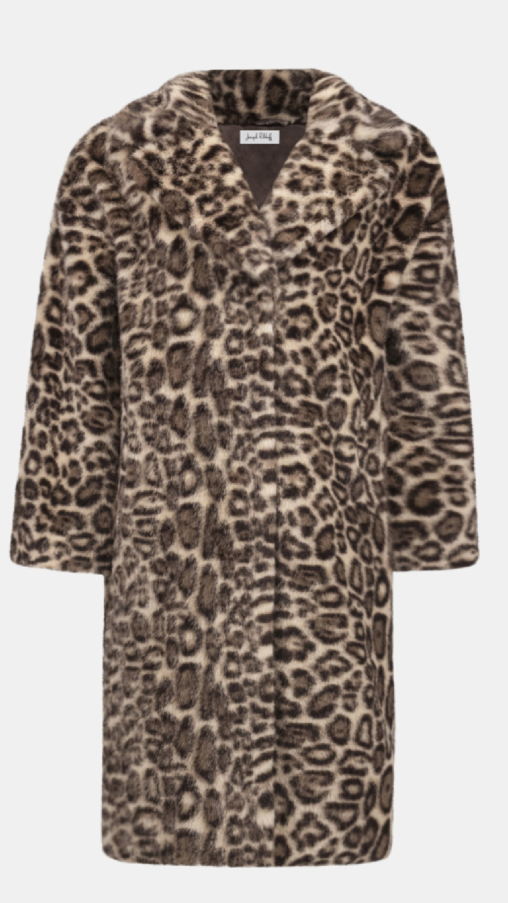 Joseph Ribkoff Faux Fur Leopard Print Straight Coat
