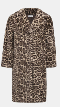 Joseph Ribkoff Faux Fur Leopard Print Straight Coat