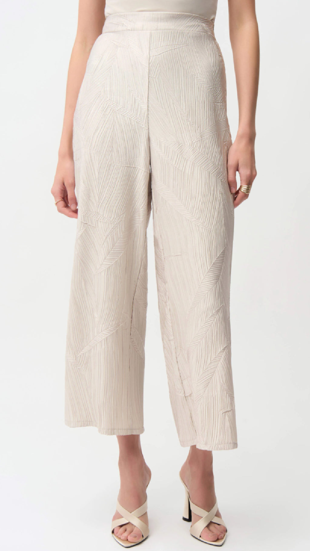 Joseph Ribkoff Pleated Satin Boxy Top and Pull-On Culotte Pants