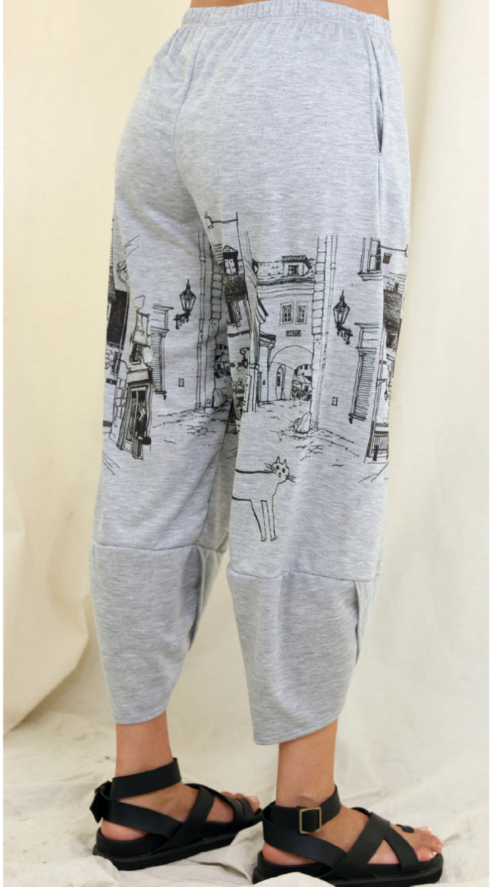 Straight Asymmetrical Leg Pant-Pawty Print