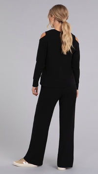Bamboo Fleece Cut Out Shoulder Top, Long Sleeve