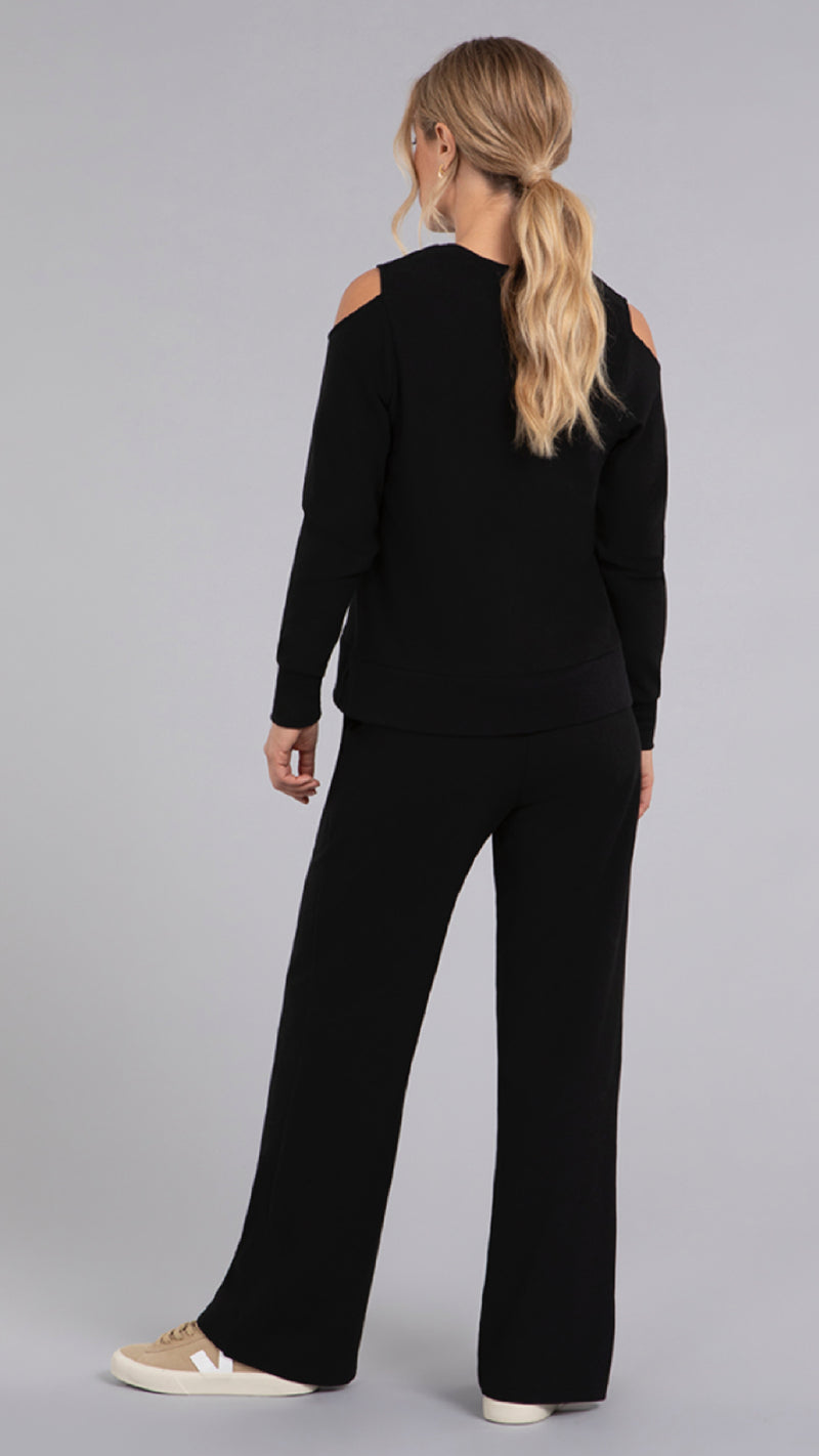 Bamboo Fleece Cut Out Shoulder Top, Long Sleeve
