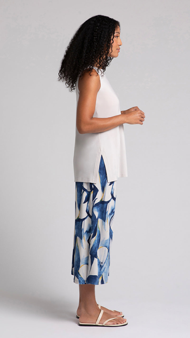Side Slit Wide Capri-Watery Reflections (Sale)