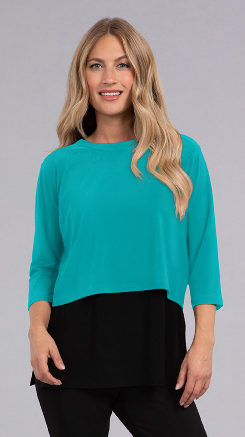 Go To Cropped T, 3/4 Sleeve-Solids