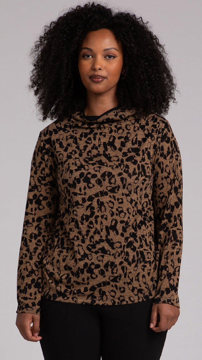 Funnel Neck Top, Animal Sweater (Sale)