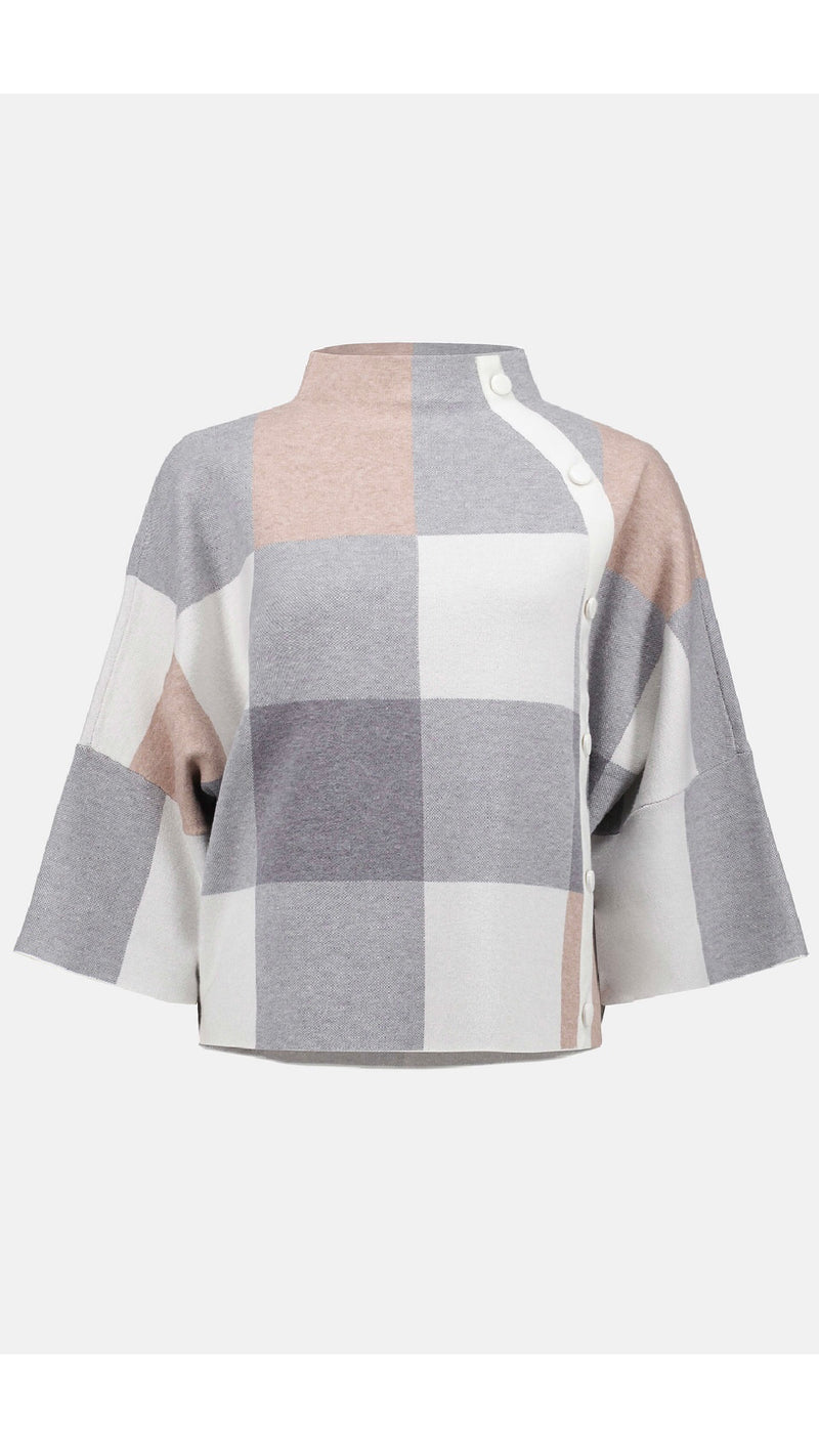 Joseph Ribkoff Plaid Jacquard Sweater Knit Top