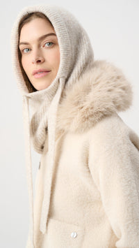 Joseph Ribkoff Brush Knit Hooded Scarf
