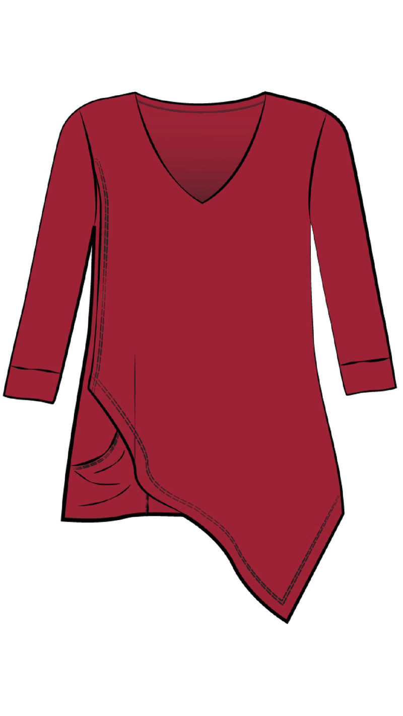Suitable Secret Pocket Top, 3/4 Length Sleeves