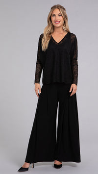 Lace Reversible Cinch Top, Long Sleeve