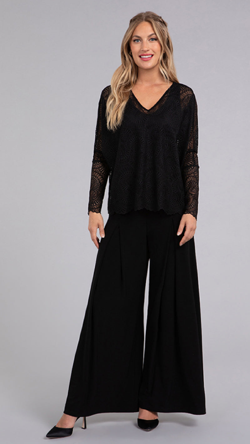 Lace Reversible Cinch Top, Long Sleeve