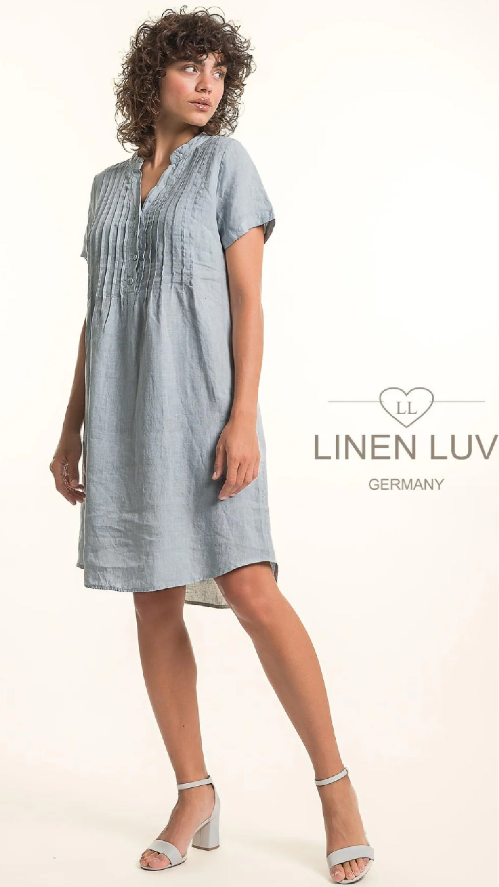 LINEN LUV Linen Dress Short With Pintuck