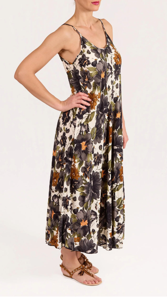 Angela Mara Spaghetti Strap Floral Dress