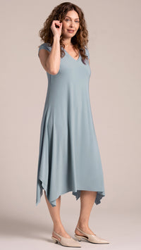 Splice V-Neck Dress, Cap Sleeve