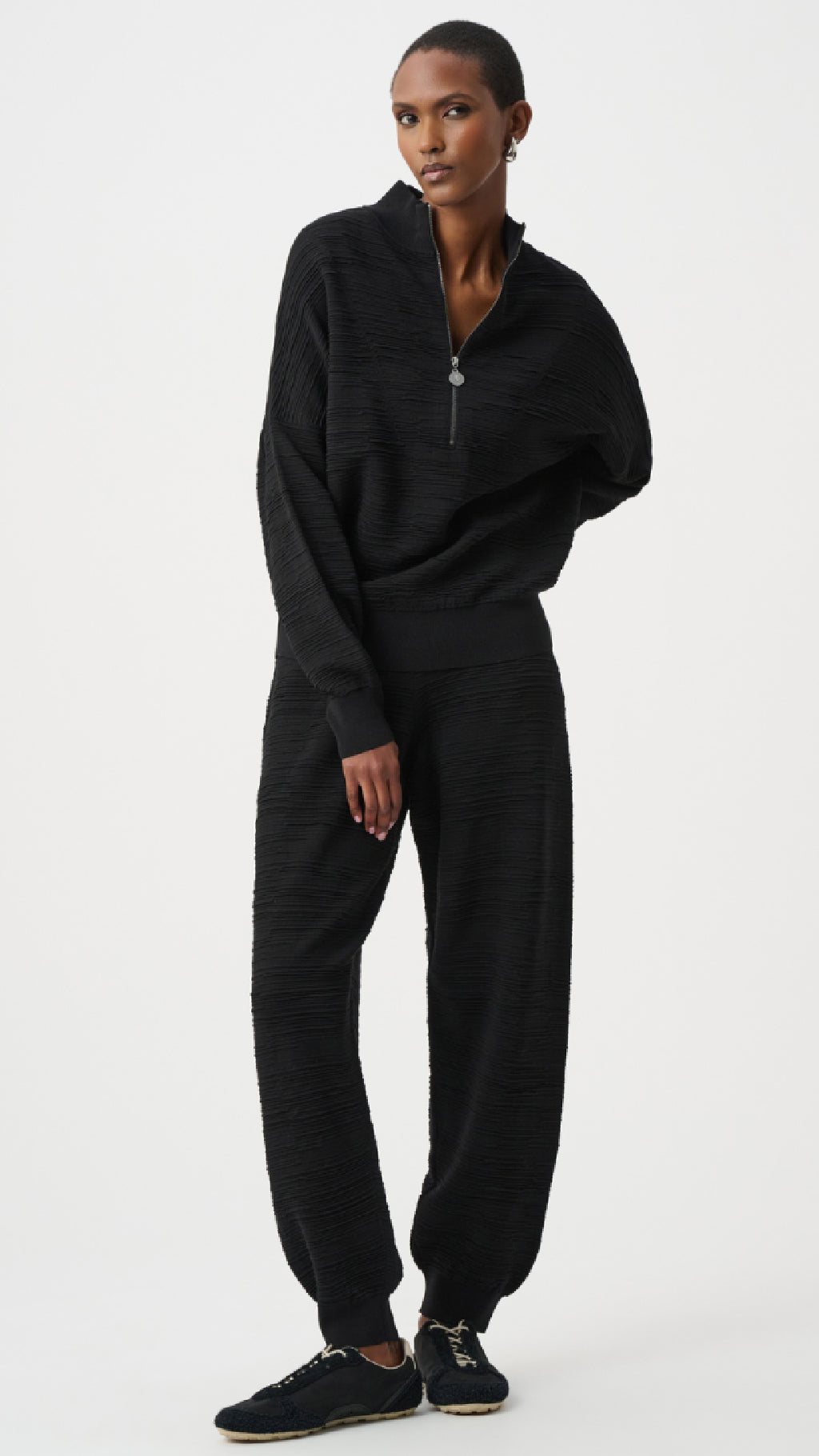 Joseph Ribkoff Sweater Knit Mock-Neck Cocoon Sweater And Pull-On Jogger Pants