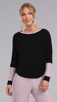 Bamboo Fleece Colour Block Cinch Top, Long Sleeve
