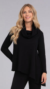 Angle Cowl Neck Waffle Sweater, Long Sleeve (Sale)