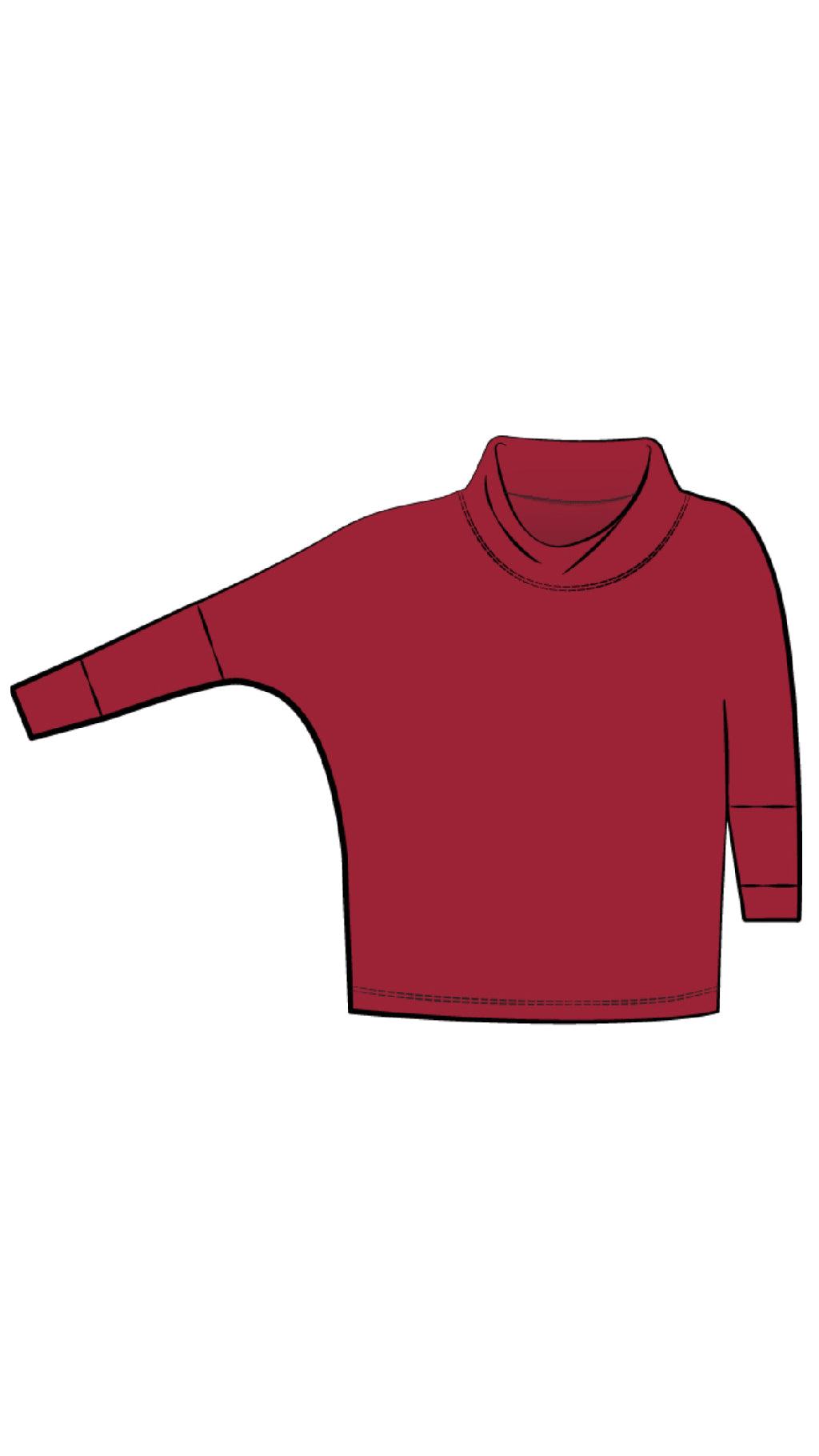 Slouch Sweat Shirt No Ties, 3/4 Sleeve (selected colour on sale)