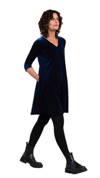 Velvet Reversible Trapeze Dress, 3/4 Sleeve