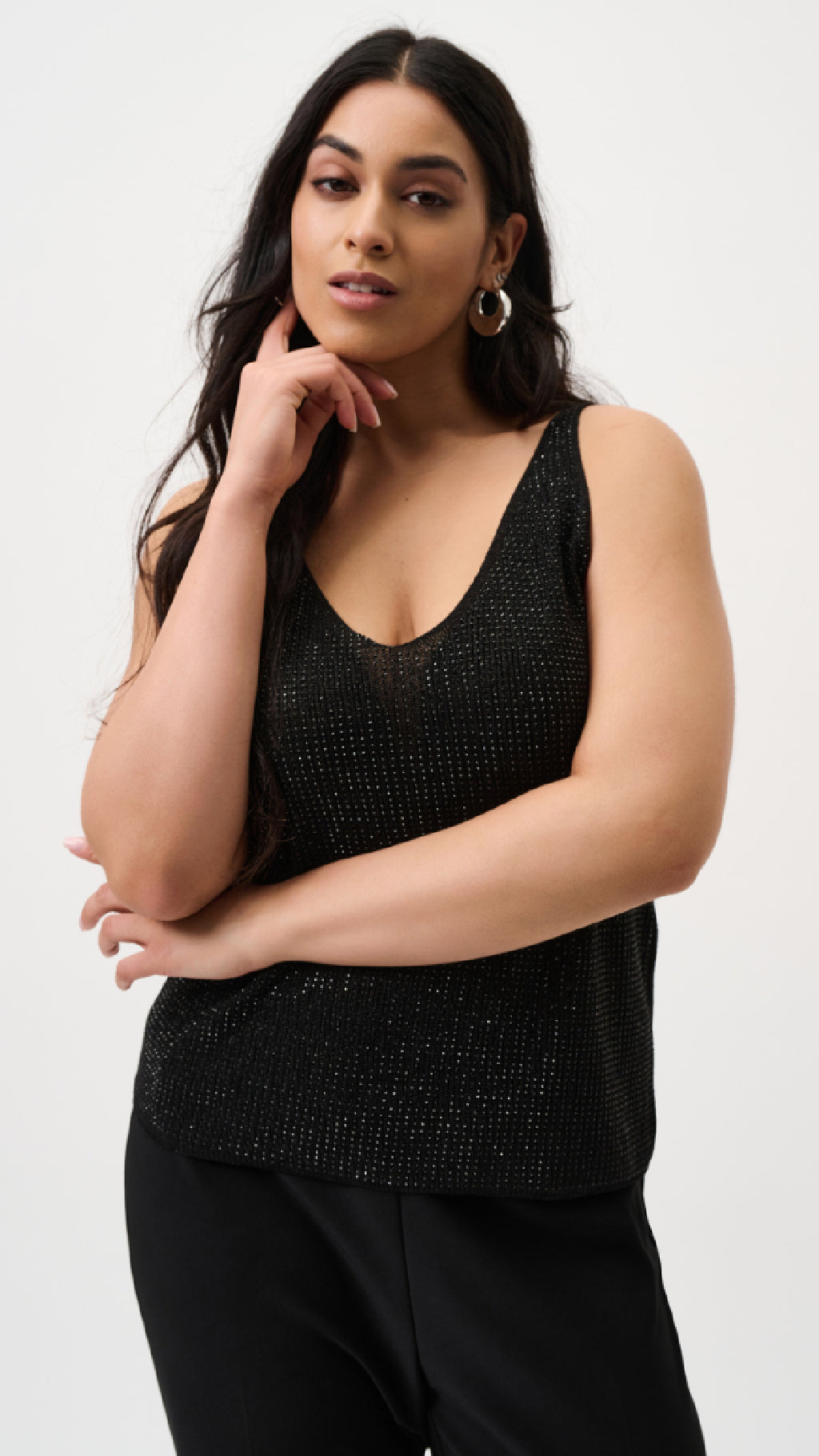 Joseph Ribkoff Metallic Knitted Camisole with Rhinestones