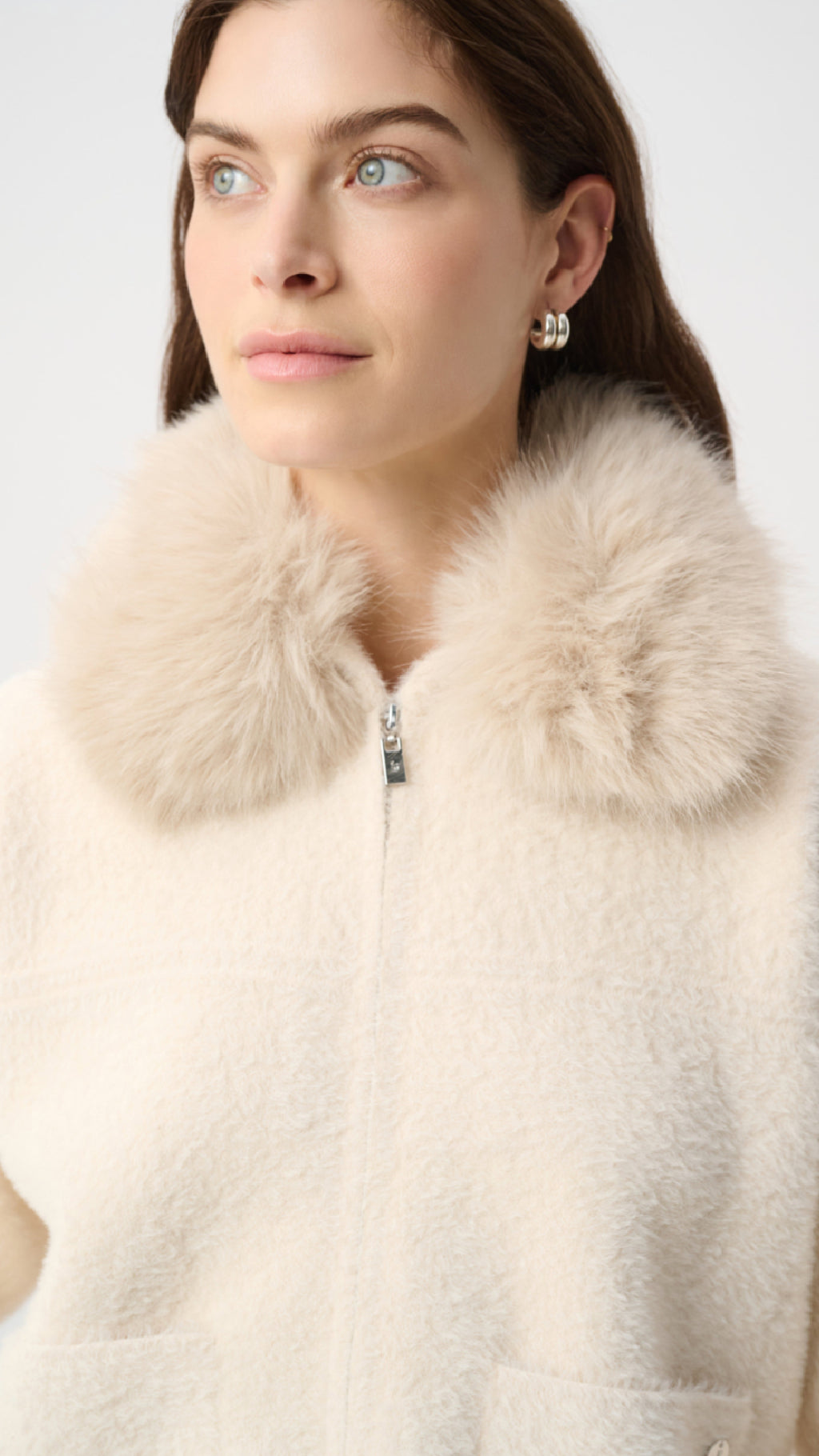 Joseph Ribkoff Detachable Faux Fur Collar Jacket