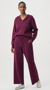 Joseph Ribkoff Embellished Hooded Pullover Sweater And Drawstring Sweater Pant