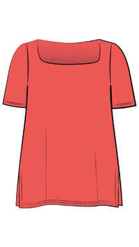 Soft Square Neck Top, Short Sleeves