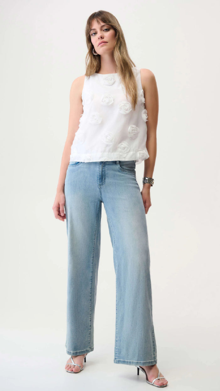 Joseph Ribkoff-Novelty SleevelessTop With 3D Floral Embroidery