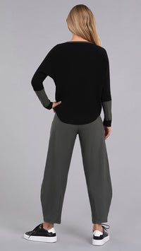 Bamboo Fleece Colour Block Cinch Top, Long Sleeve