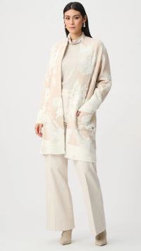 Joseph Ribkoff Abstract Jacquard Sweater Knit Long Cardigan