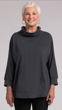 Funnel Neck Pullover W/ Kangaroo PKT, Fleece Back Jersey (Sale)