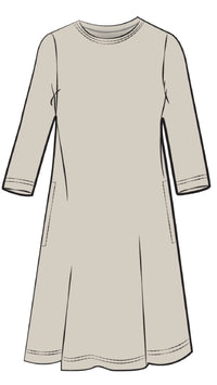 Nu Trapeze Dress, 3/4 Sleeve