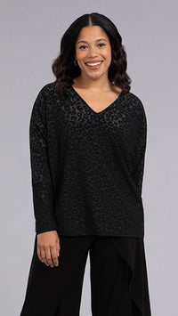 Reversible Cinch Top, Long Sleeve-Animal Embossed