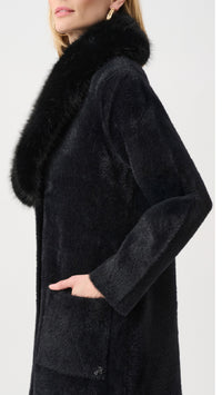 Joseph Ribkoff Feather Yarn Coat With Detachable Faux Fur Collar
