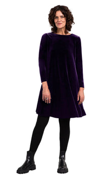 Velvet Reversible Trapeze Dress, 3/4 Sleeve