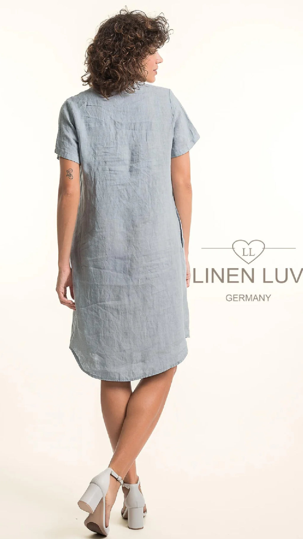LINEN LUV Linen Dress Short With Pintuck