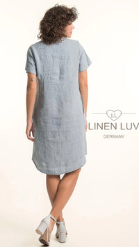 LINEN LUV Linen Dress Short With Pintuck