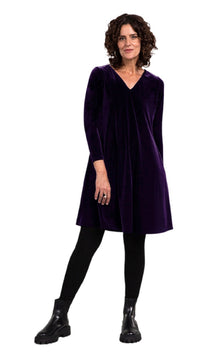 Velvet Reversible Trapeze Dress, 3/4 Sleeve