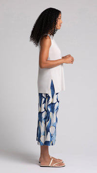 Side Slit Wide Capri-Marble Print