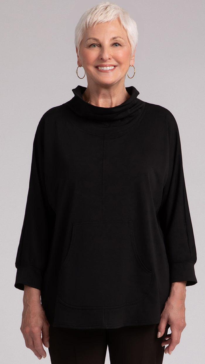 Funnel Neck Pullover W/ Kangaroo PKT, Fleece Back Jersey (Sale)