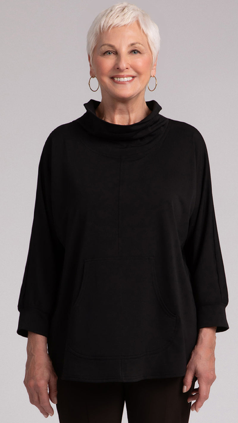Funnel Neck Pullover W/ Kangaroo PKT, Fleece Back Jersey (Sale)
