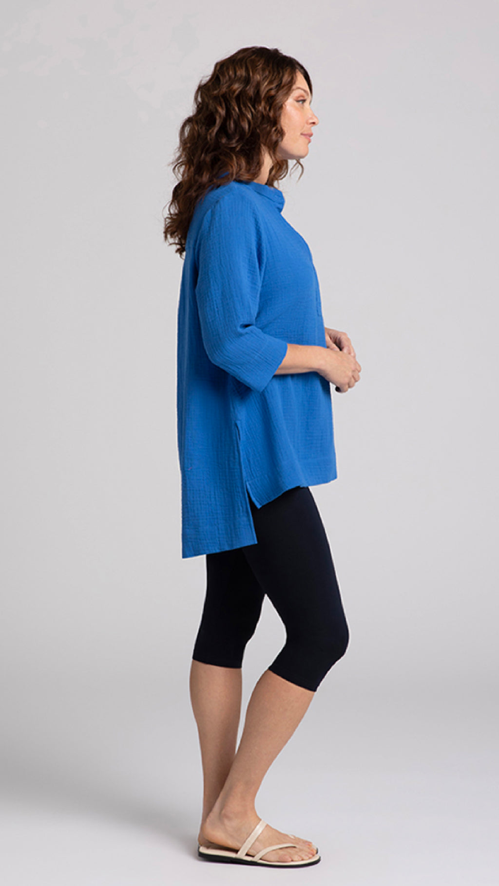 Cotton Gauze OverShirt, 3/4 Sleeve (selected colors  on sale)
