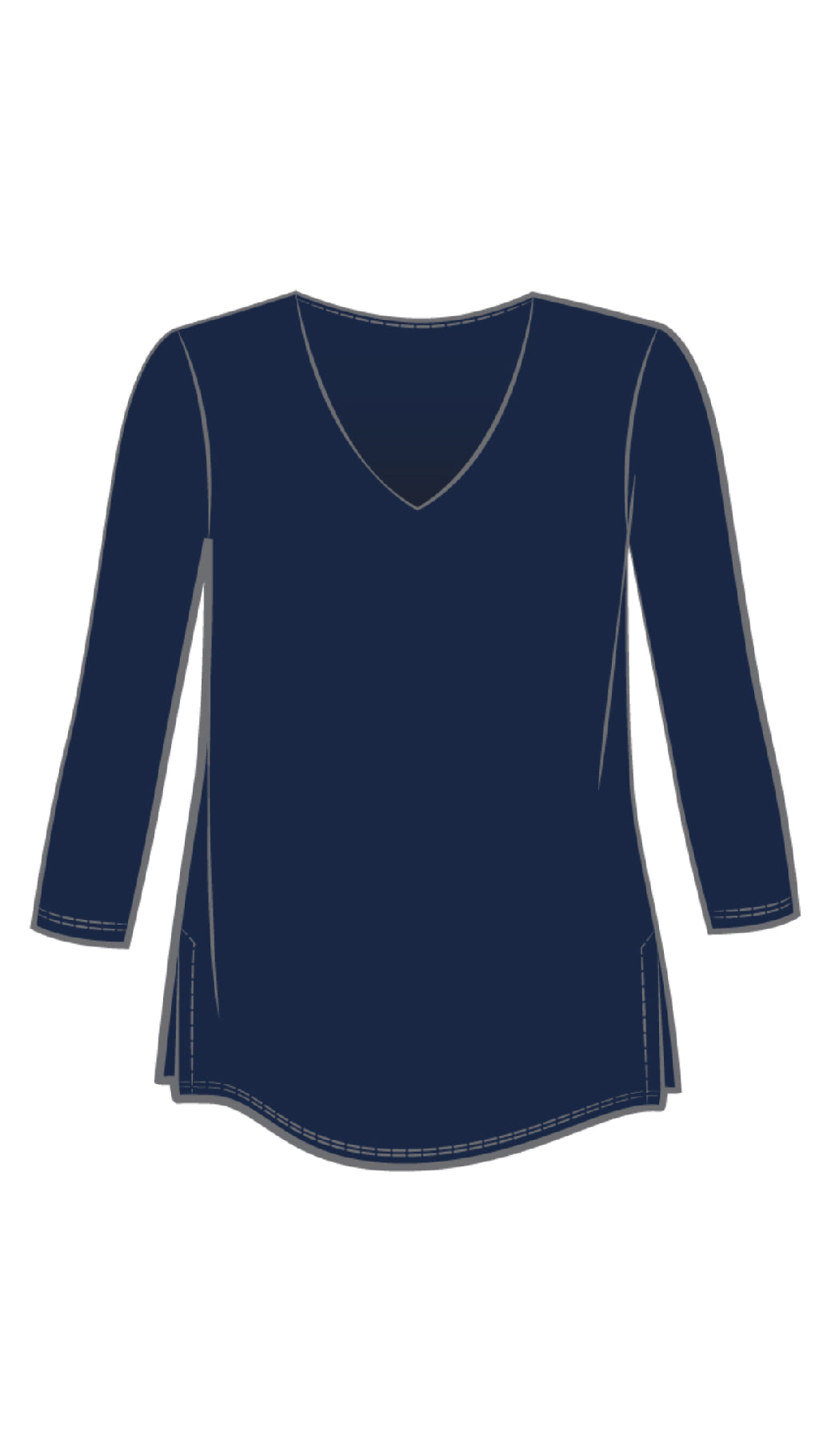 Go To Soft V-Neck Top, 3/4 Sleeves