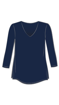 Go To Soft V-Neck Top, 3/4 Sleeves