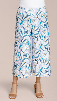 Side Slit Wide Capri- Feathered Flora