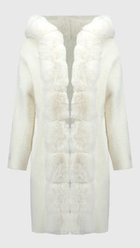 Joseph Ribkoff Sweater Knit And Faux Fur Hooded Coat (Sale)