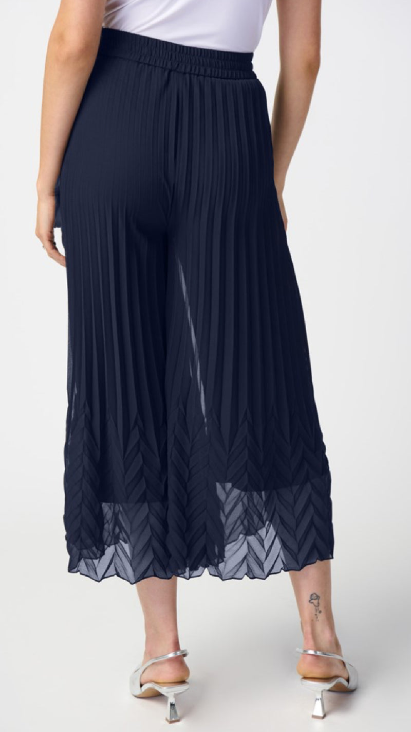 Joseph Ribkoff Chiffon Pleated Pull-On Culotte Pants