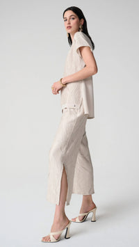 Joseph Ribkoff Pleated Satin Boxy Top and Pull-On Culotte Pants