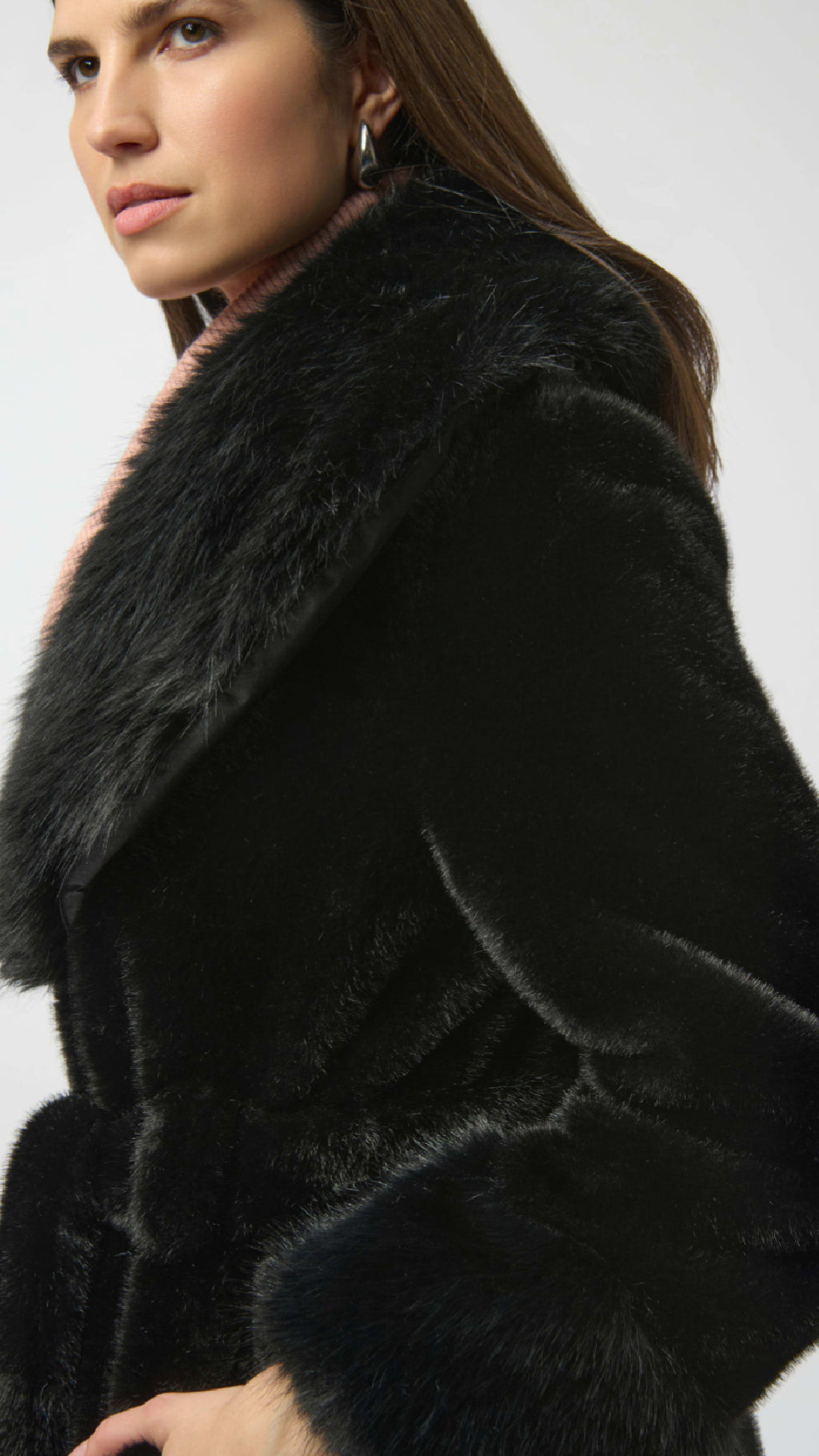 Joseph Ribkoff Faux Fur Shawl Collar Fitted Coat